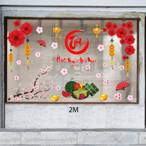 Decal dán tường Decal tết - Hoa đào đón xuân về Decal dán tường Decal tết - Hoa đào đón xuân về
