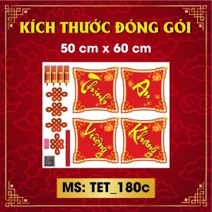 Decal dán tường Decal tết 180b - Chữ An khang thịnh vượng màu vàng nền đỏ