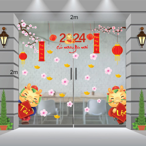 Decal dán tường Decal tết 2024 - 2 chú rồng chào xuân giáp thìn Decal dán tường Decal tết 2024 - 2 chú rồng chào xuân giáp thìn