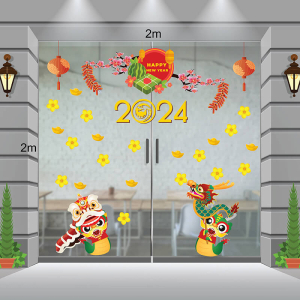 Decal dán tường Decal tết 2024 - 2 chú rồng con chào xuân giáp thìn Decal dán tường Decal tết 2024 - 2 chú rồng con chào xuân giáp thìn