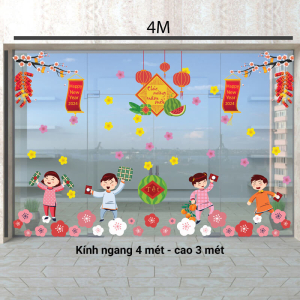 Decal dán tường Decal tết 2024 - Bé vui đùa đón xuân Decal dán tường Decal tết 2024 - Bé vui đùa đón xuân