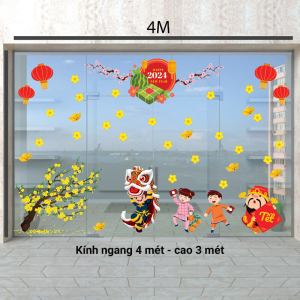 Decal dán tường Decal tết 2024 - Thần tài đón xuân cùng bé múa lân Decal dán tường Decal tết 2024 - Thần tài đón xuân cùng bé múa lân