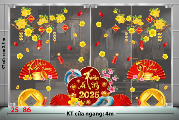 Decal dán tường Decal tết 2025 - Combo 86