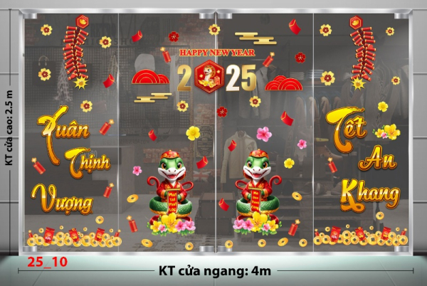 Decal dán tường Decal tết 2025 - Tết combo 10 Decal dán tường Decal tết 2025 - Tết combo 10
