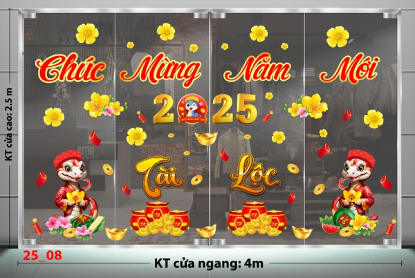 Decal dán tường Decal tết 2025 - Tết combo 8 Decal dán tường Decal tết 2025 - Tết combo 8