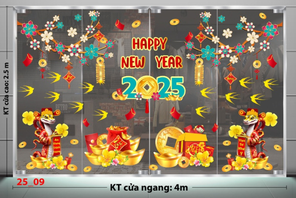 Decal dán tường Decal tết 2025 - Tết combo 9 Decal dán tường Decal tết 2025 - Tết combo 9