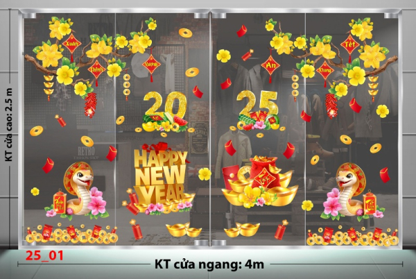 Decal dán tường Decal tết 2025 -Tết combo 1 Decal dán tường Decal tết 2025 -Tết combo 1