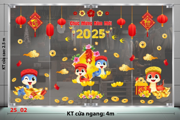 Decal dán tường Decal tết 2025 -Tết combo 2 Decal dán tường Decal tết 2025 -Tết combo 2