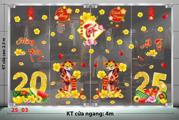 Decal dán tường Decal tết 2025 -Tết combo 3 Decal dán tường Decal tết 2025 -Tết combo 3