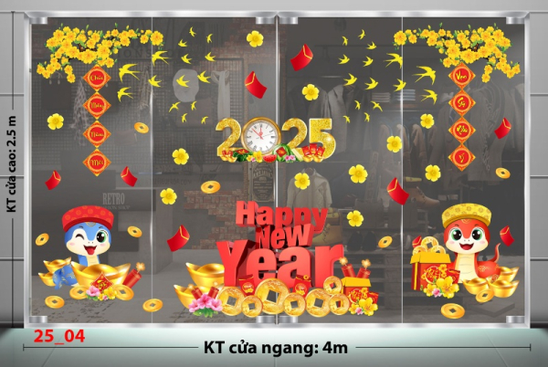 Decal dán tường Decal tết 2025 -Tết combo 4 Decal dán tường Decal tết 2025 -Tết combo 4