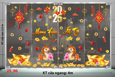 Decal dán tường Decal tết 2025 -Tết combo 6 Decal dán tường Decal tết 2025 -Tết combo 6