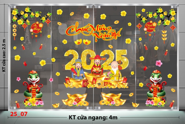 Decal dán tường Decal tết 2025 -Tết combo 7 Decal dán tường Decal tết 2025 -Tết combo 7