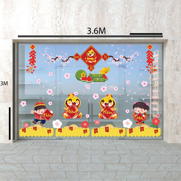 Decal dán tường Decal tết 2025 Rắn nhỏ chúc mừng năm mới xuân ất tỵ Decal dán tường Decal tết 2025 Rắn nhỏ chúc mừng năm mới xuân ất tỵ
