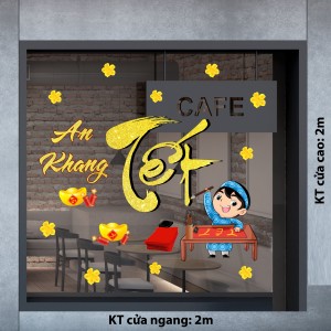 Decal dán tường Decal tết 392 bé viết chữ mừng xuân Decal dán tường Decal tết 392 bé viết chữ mừng xuân