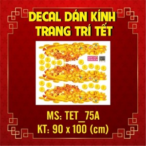 Decal dán tường Decal tết chân tiền vàng mừng xuân dài 3 mét