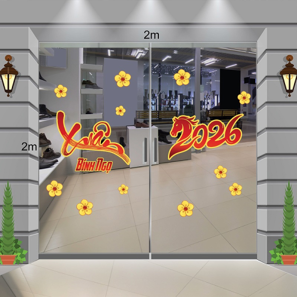 Decal dán tường Decal tết chữ xuân bính ngọ 2026