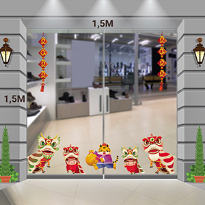 Decal dán tường Decal tết lân chúc tết 2022 Decal dán tường Decal tết lân chúc tết 2022