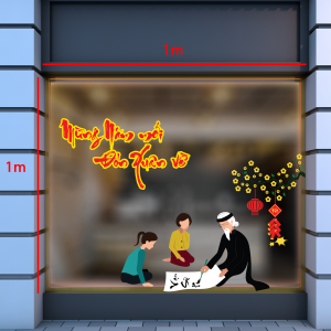 Decal dán tường Decal tết ông đồ Decal dán tường Decal tết ông đồ