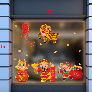 Decal dán tường Decal tết thần tài mừng năm mới cùng rồng con Decal dán tường Decal tết thần tài mừng năm mới cùng rồng con