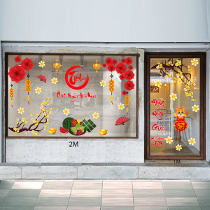 Decal dán tường Decal tết trang trí kính quán cafe, trà sữa xuân giáp thìn 2024 Decal dán tường Decal tết trang trí kính quán cafe, trà sữa xuân giáp thìn 2024