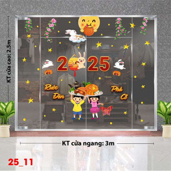 Decal dán tường Decal tết trung thu dán kính số 11