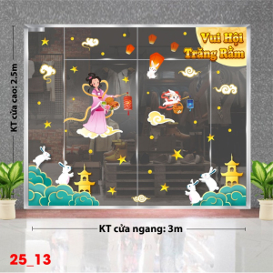 Decal dán tường Decal tết trung thu dán kính số 13