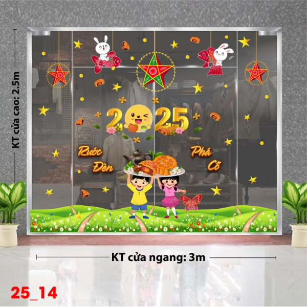 Decal dán tường Decal tết trung thu dán kính số 14 Decal dán tường Decal tết trung thu dán kính số 14