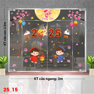 Decal dán tường Decal tết trung thu dán kính số 15 Decal dán tường Decal tết trung thu dán kính số 15