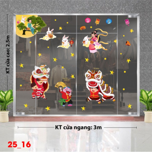 Decal dán tường Decal tết trung thu dán kính số 16 Decal dán tường Decal tết trung thu dán kính số 16