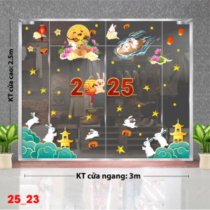 Decal dán tường Decal tết trung thu dán kính số 23
