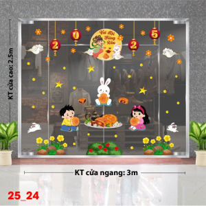 Decal dán tường Decal tết trung thu dán kính số 24