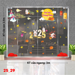 Decal dán tường Decal tết trung thu dán  kính số 29