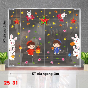 Decal dán tường Decal tết trung thu dán kính số 31