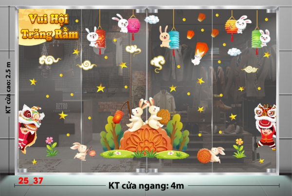 Decal dán tường Decal tết trung thu dán kính số 37 Decal dán tường Decal tết trung thu dán kính số 37