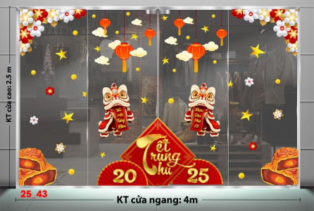 Decal dán tường Decal tết trung thu dán kính số 43