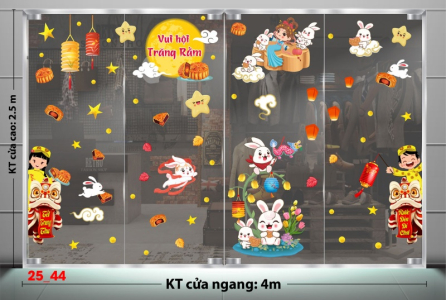 Decal dán tường Decal tết trung thu dán kính số 44