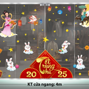 Decal dán tường Decal tết trung thu dán kính số 48