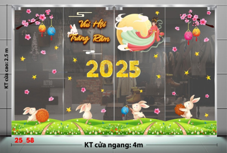 Decal dán tường Decal Tết trung thu dán kính số 58 Decal dán tường Decal Tết trung thu dán kính số 58