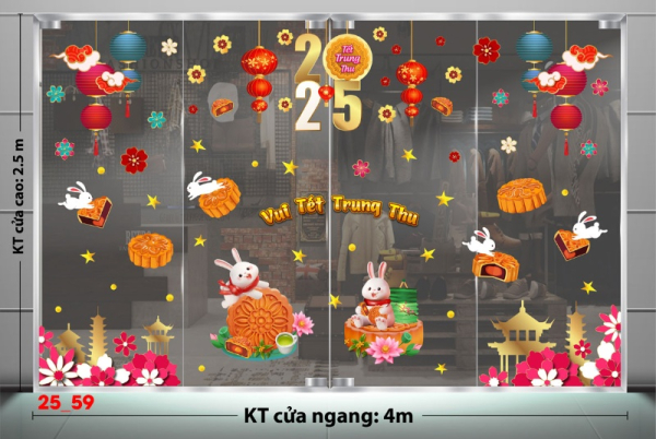 Decal dán tường Decal Tết trung thu dán kính số 59