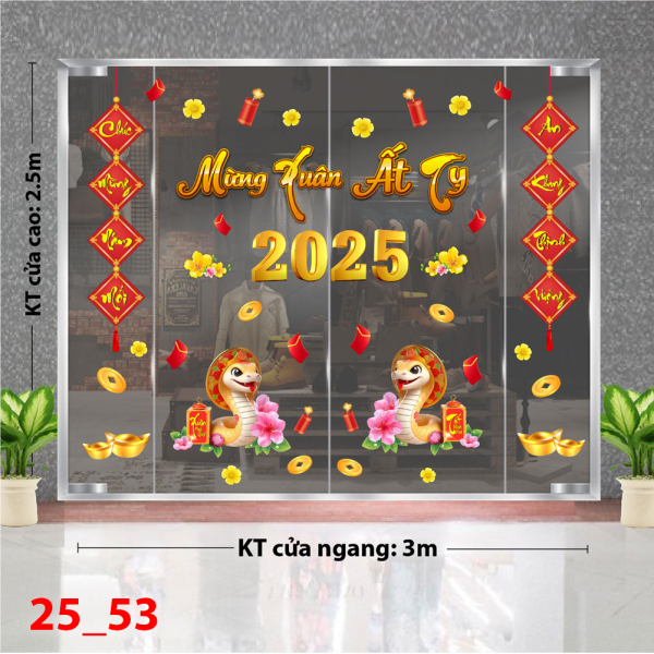 Decal dán tường Decal Tết xuân 2025 - Combo Tết 53 Hai chú rắng và cành mai Decal dán tường Decal Tết xuân 2025 - Combo Tết 53 Hai chú rắng và cành mai