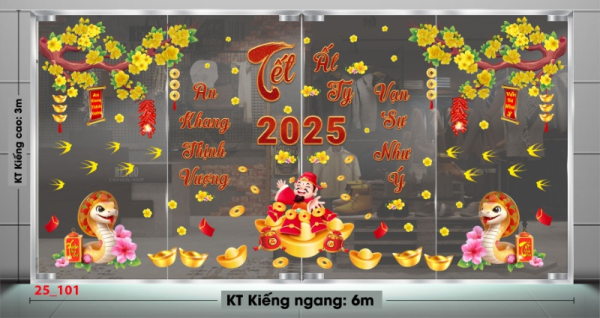 Decal dán tường Decal Tết xuân 2025 - Combo 101