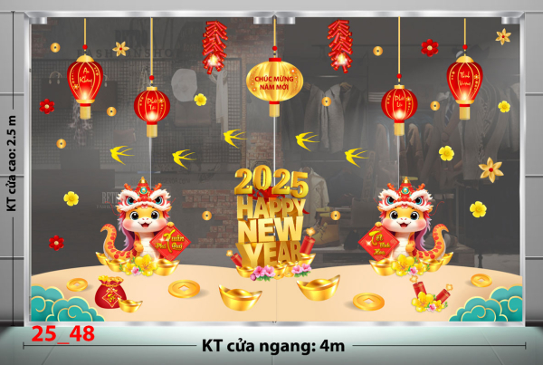 Decal dán tường Decal Tết xuân 2025 - Combo 48 Decal dán tường Decal Tết xuân 2025 - Combo 48