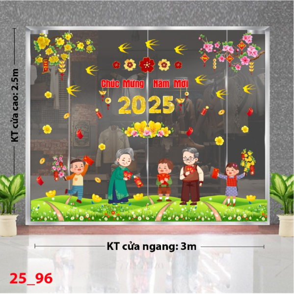 Decal dán tường Decal Tết xuân 2025 - Combo 96