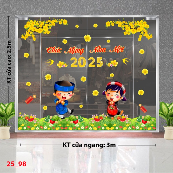 Decal dán tường Decal Tết xuân 2025 -  Combo 98