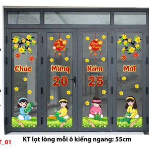 Decal dán tường Decal Tết xuân 2025 - Combo cửa 4 cánh AT-TY01