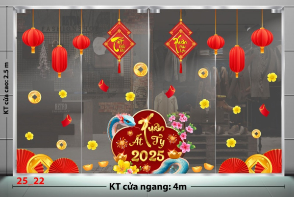 Decal dán tường Decal Tết xuân 2025 - Combo tết 22