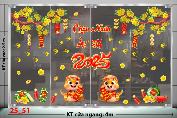Decal dán tường Decal Tết xuân 2025 - Combo Tết 51 Decal dán tường Decal Tết xuân 2025 - Combo Tết 51