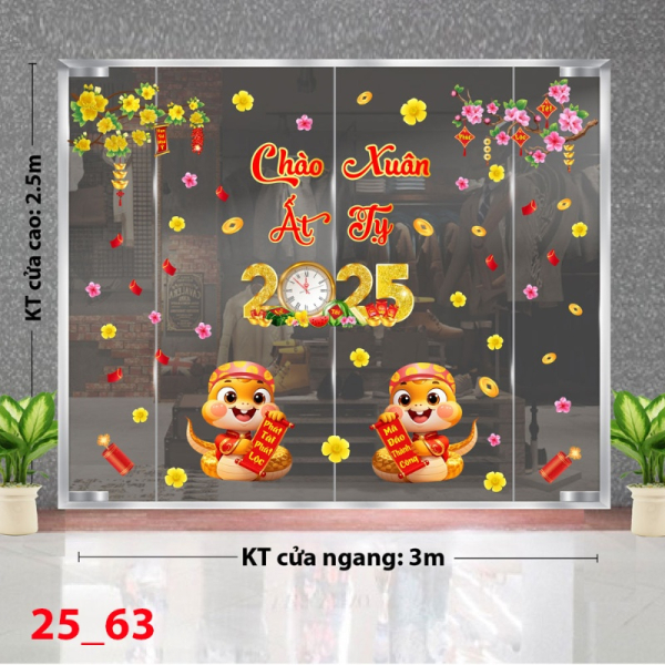 Decal dán tường Decal Tết xuân 2025 - Combo tết 63 Decal dán tường Decal Tết xuân 2025 - Combo tết 63