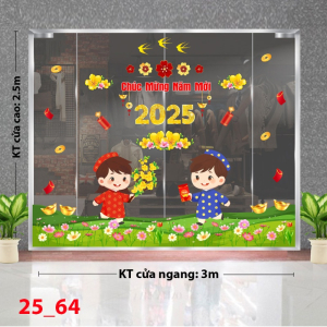 Decal dán tường Decal Tết xuân 2025 - Combo tết 64