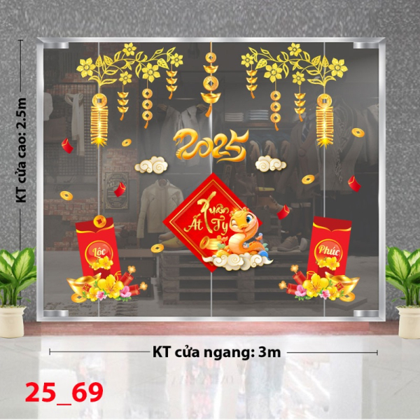 Decal dán tường Decal Tết xuân 2025 - Combo tết 69